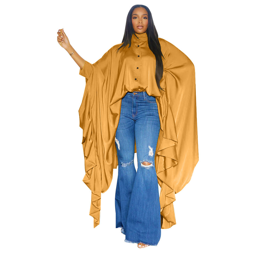 Women Fall Pleated Solid Shirt 11