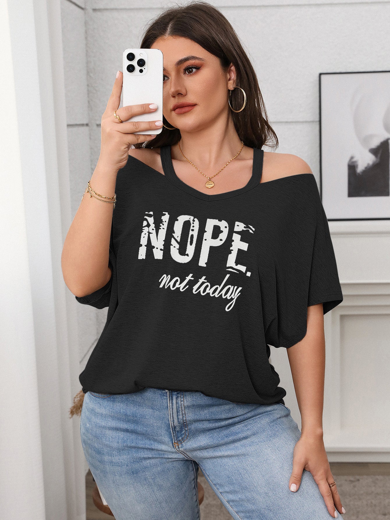 Spring Casual Plus Size Women's Short-Sleeve Off-Shoulder Top 22