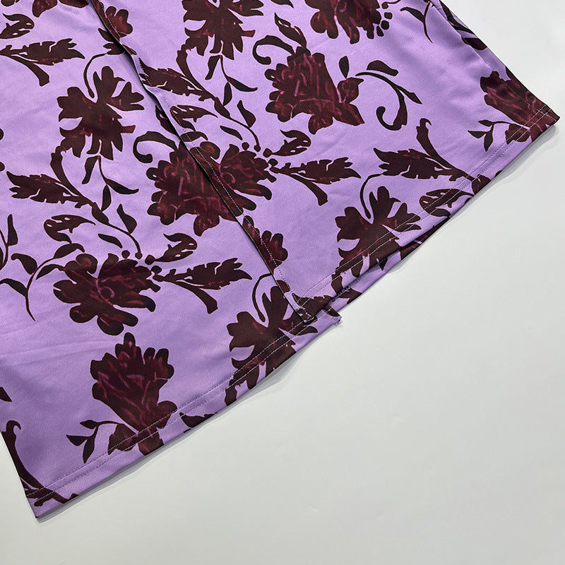 Spring Summer Women's Printed Halter Neck Lace-up Sexy Low-Back Slim Dress 19