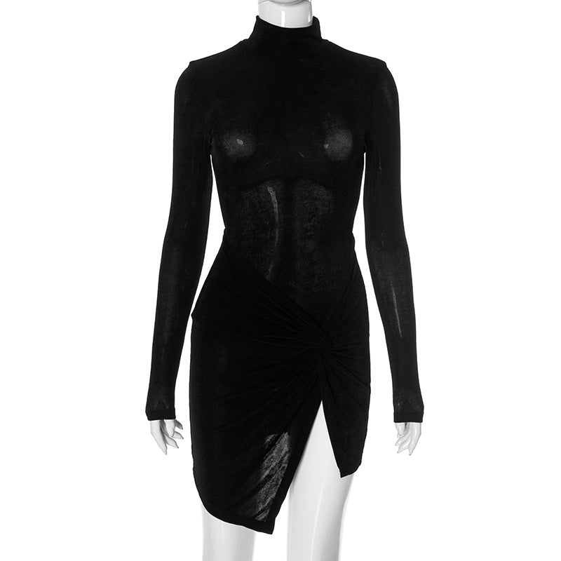 Women's Transparent Low Back Knot Irregular Sexy Short Dress 5