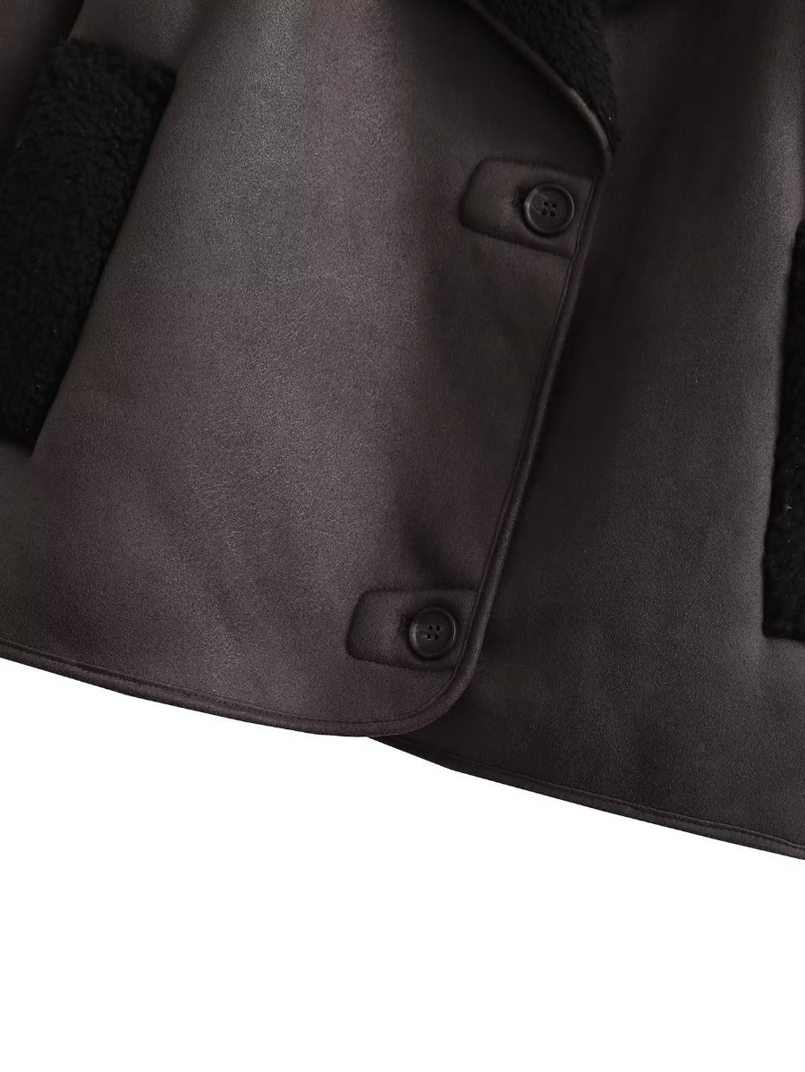 Winter Turndown Collar Loose Fur Jacket 13