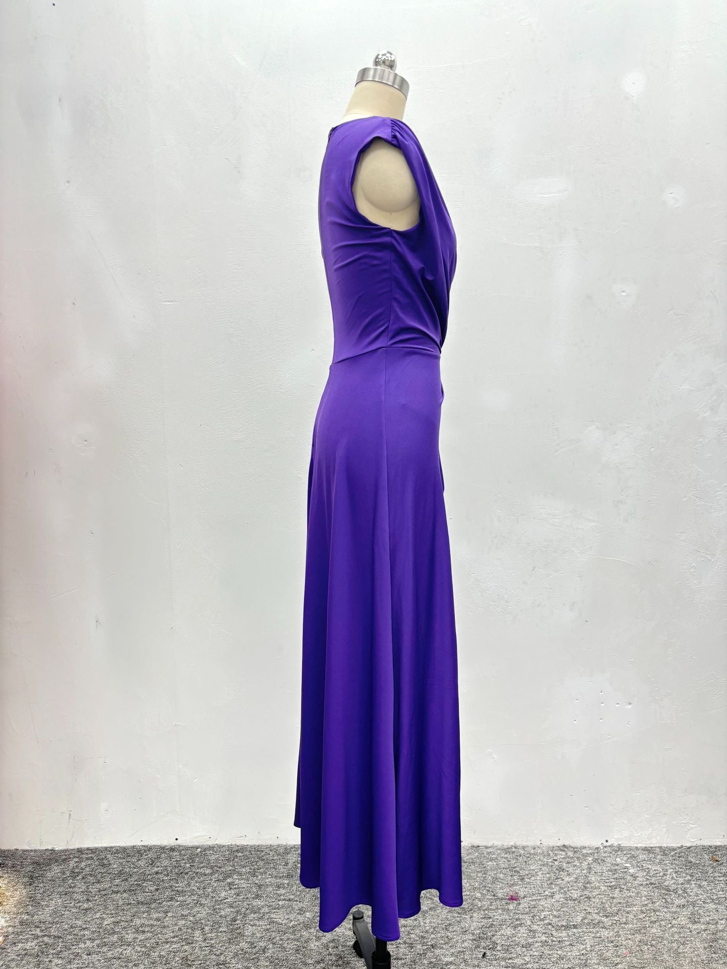 Summer African Women's Solid Color Slash Shoulder Slim Waist Evening Dress 16