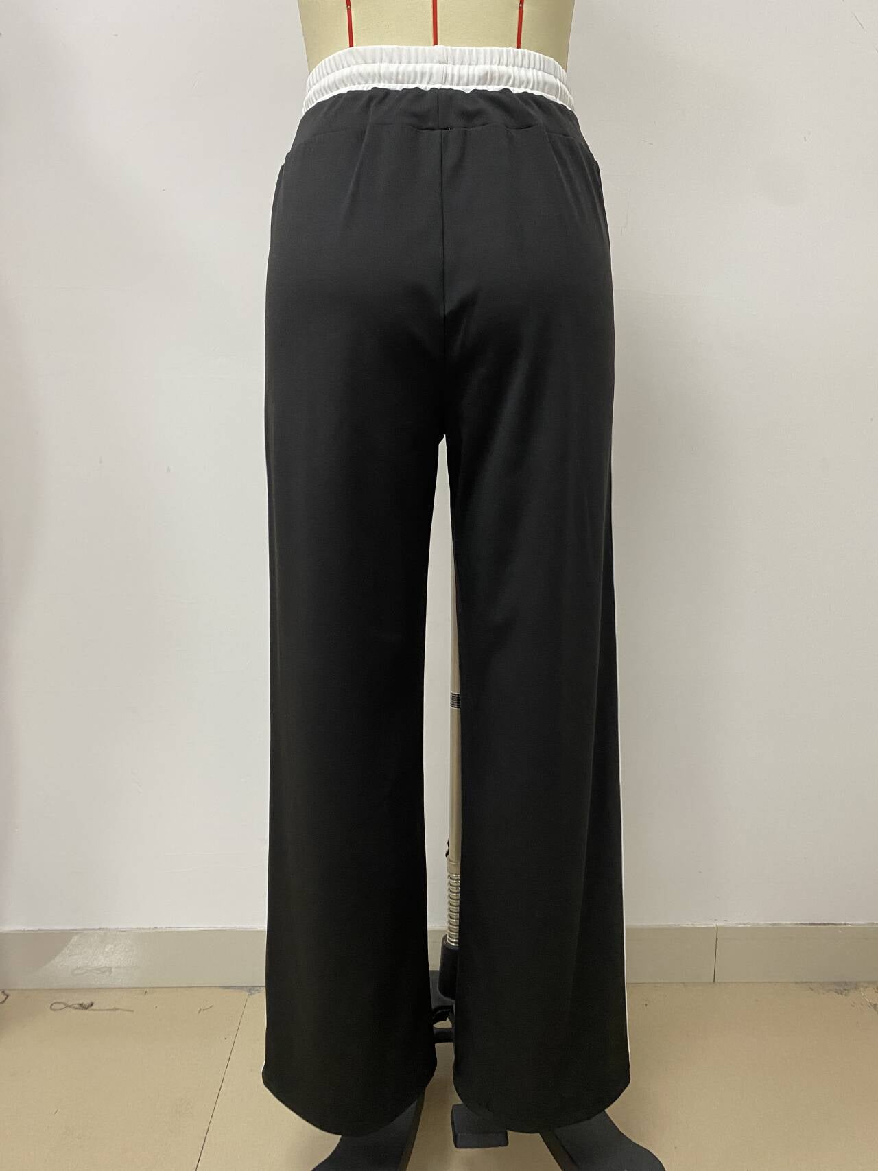 Women's Fashion Casual Patchwork Drawstring Slim Straight Trousers