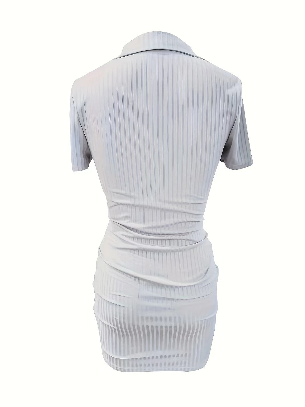 Fashion Trend Turndown Collar Slim Casual Dress Sexy Bodycon Short Dress 7