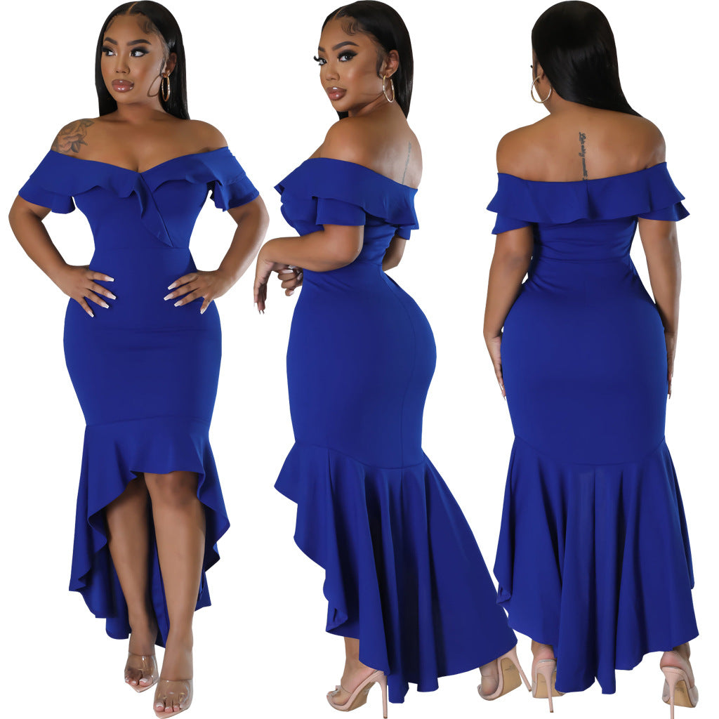 Women Sexy Solid Strapless Dress 11