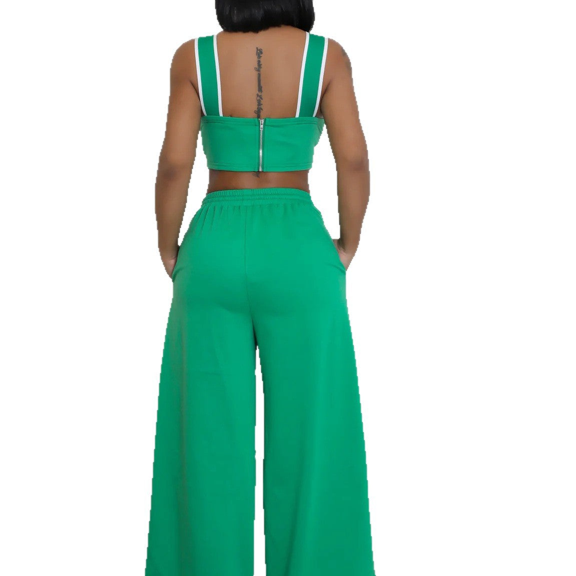 Women's Strap High-Waist Lace-Up Fashion Two Piece Pants Set 14