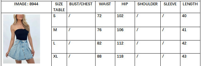 Women Casual Retro Denim Pleated Skirt 7