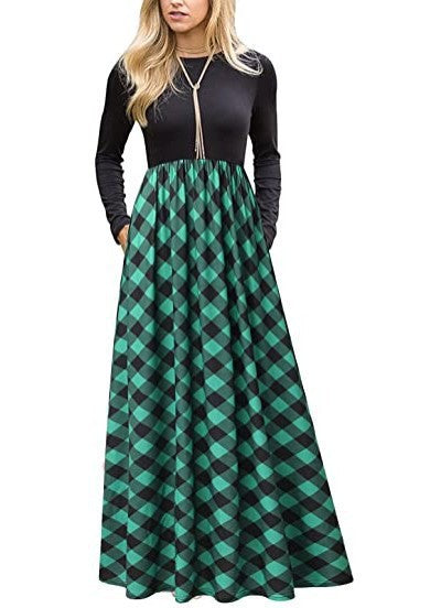 Printed Fashion Style Plaid Dress