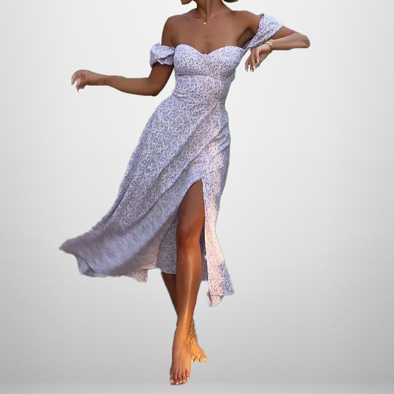 Women Summer Elegant Floral Off-Shoulder Dress 4