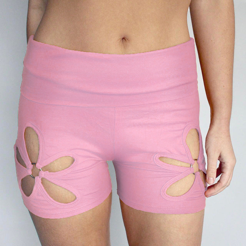 Fashionable Hollow Floral Shorts Outdoor Wear Patchwork Ring Casual Sweatpants 6