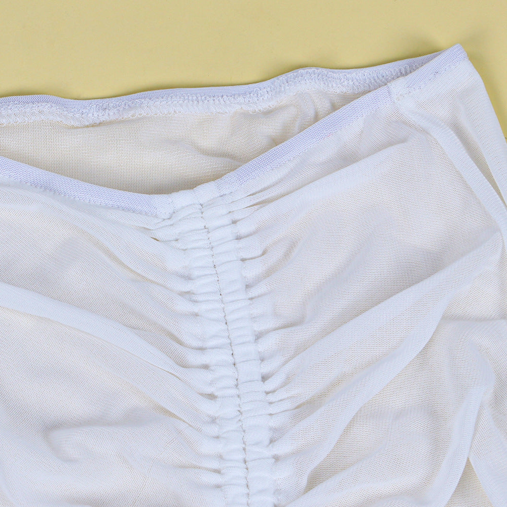 Women Sexy Suspender Crop Top and Slit Skirt Two-piece Set 22