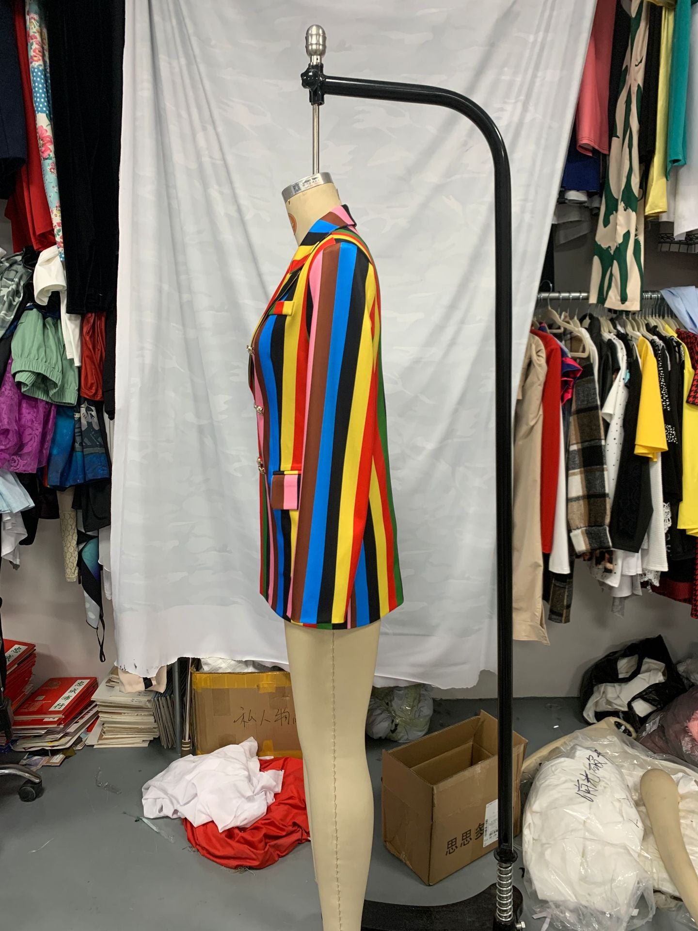 Women printed double-breasted Turndown Collar Blazer 6