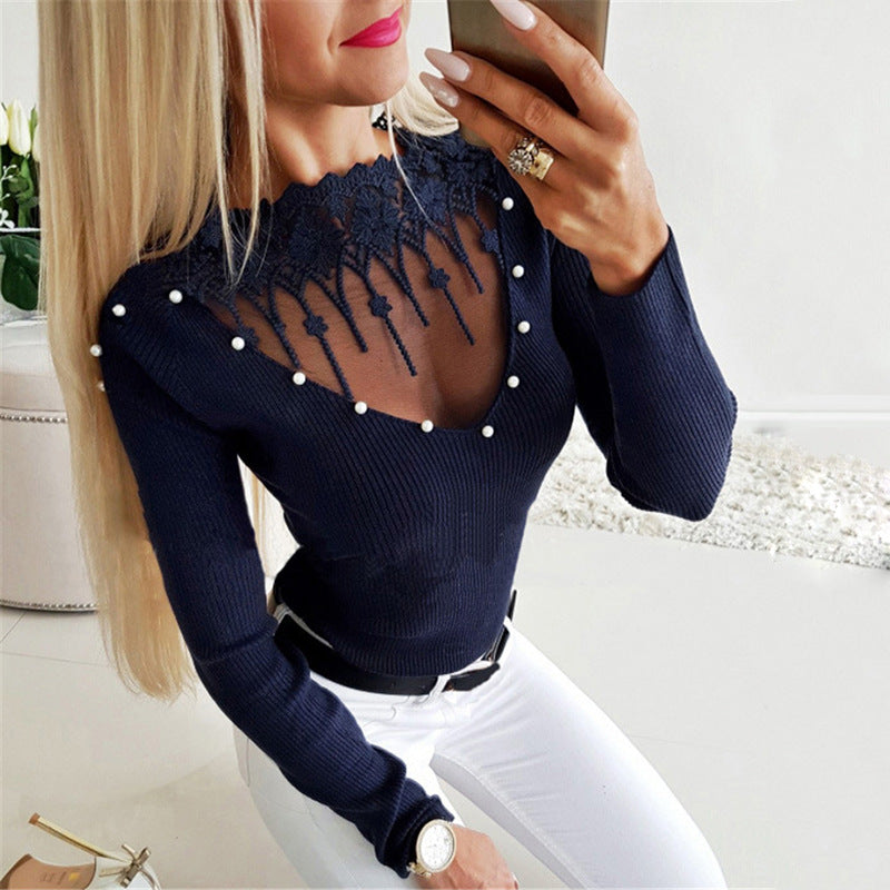 Women Sexy Lace Hollow Outknitting Top 9