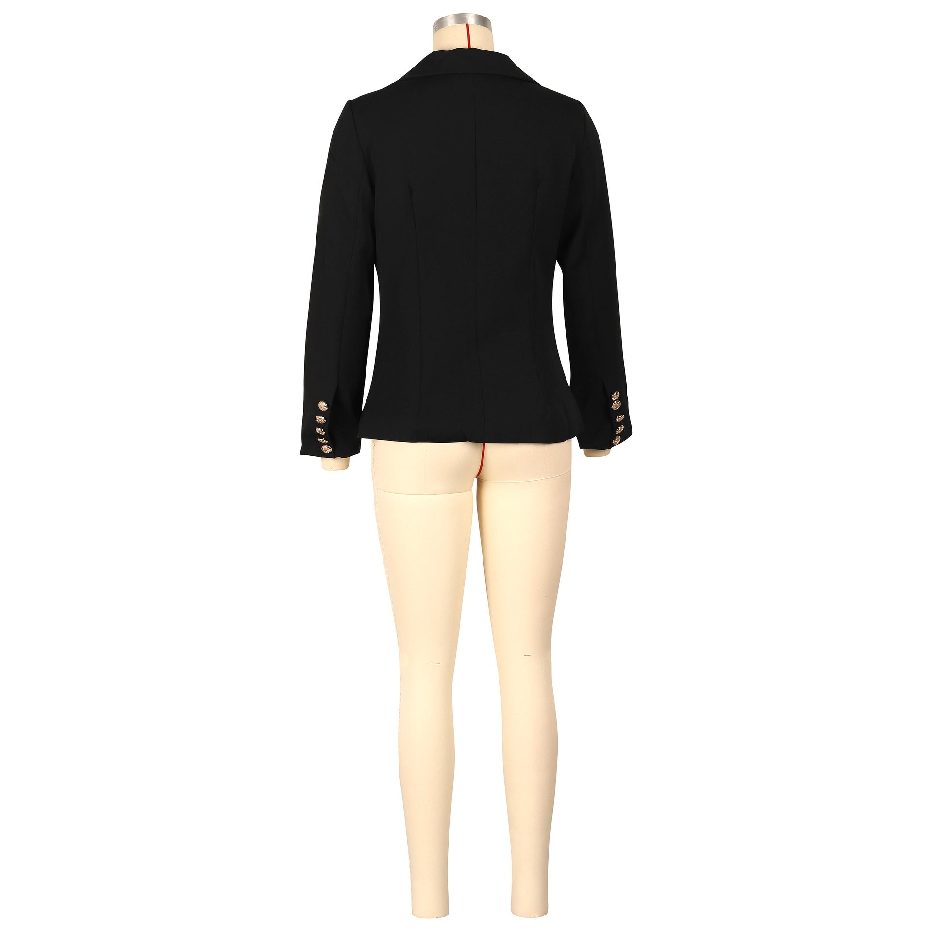 Women's Autumn Winter Solid Color Long Sleeve Pockets Blazer Jacket 19