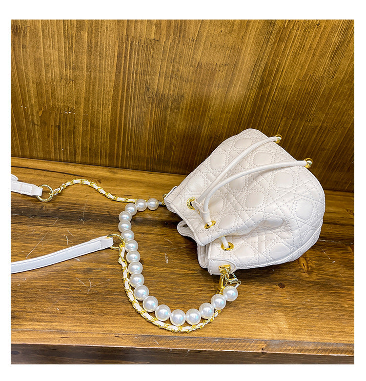 Women Lingge Bag Fashion Pearl Bucket Bag Shoulder Messenger Bag 5