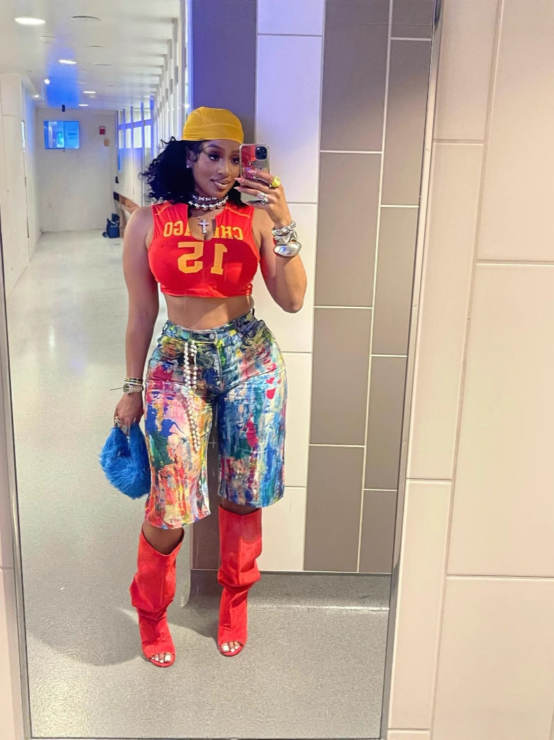 Women Casual Painted Printed Shorts 3