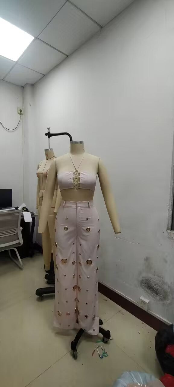 Women Sexy Top and Ripped Pants 2-piece Set 11