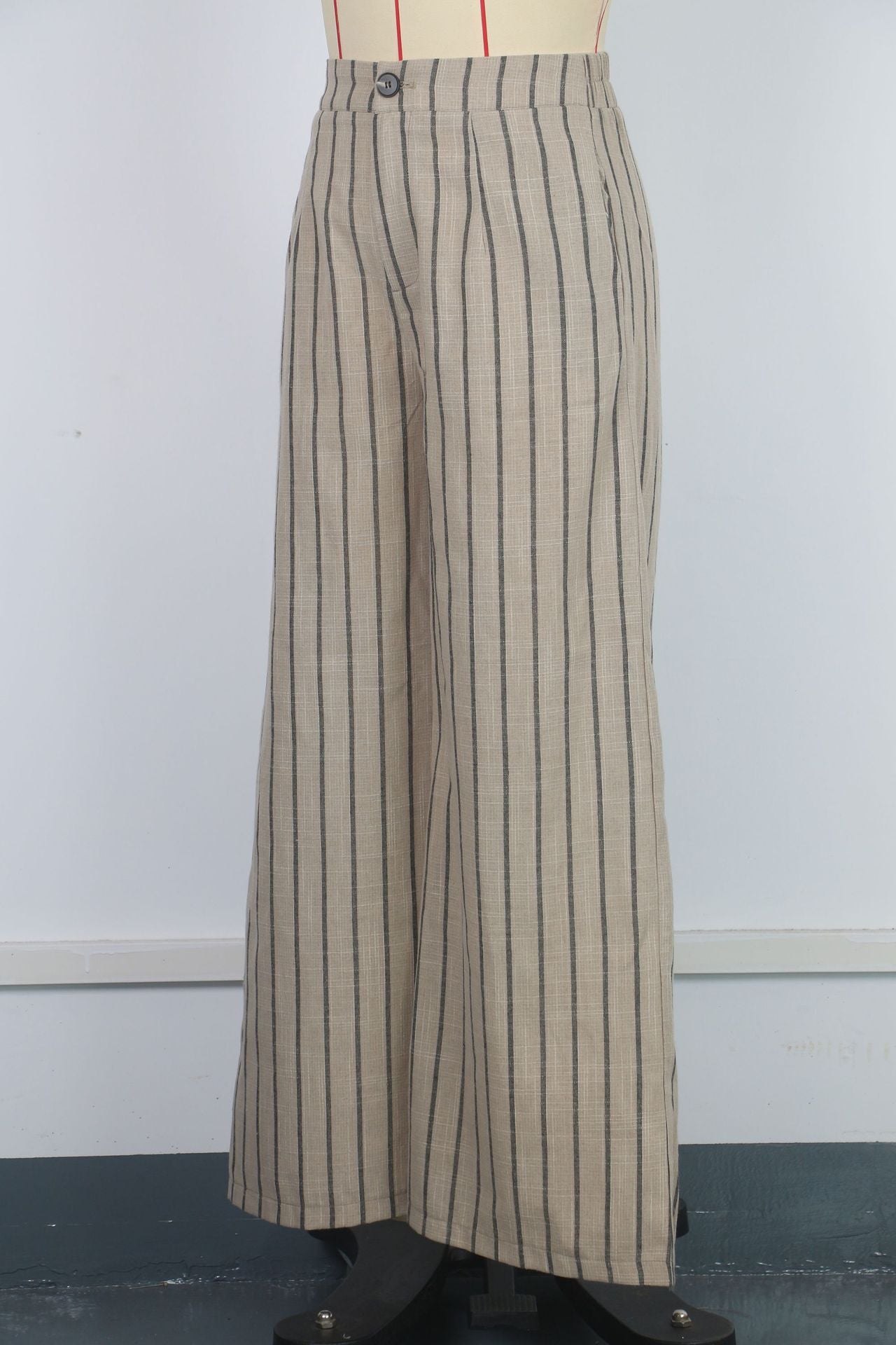 Women's Stripes Loose Casual Trousers Slim Waist Wide-Leg Pants 6