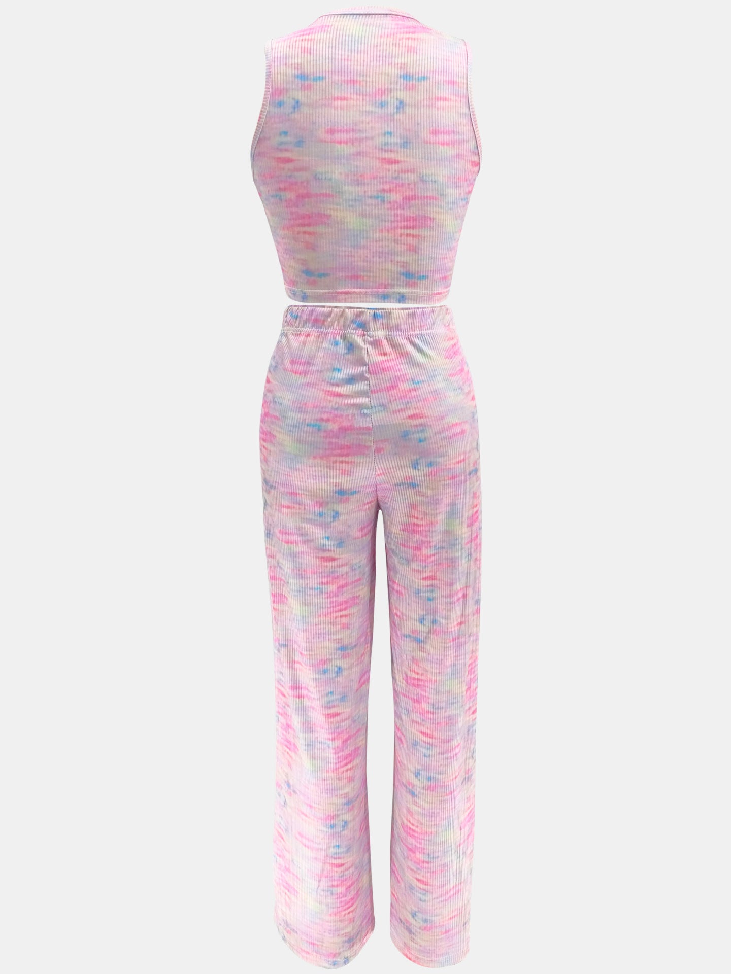 Women's Summer Sleeveless Printed Wide-Leg Two-Piece Trousers Set 21