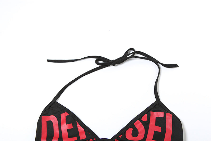 Women Summer Sexy Halter Neck Strappy Top Bodycon Skirt Bikini Two-piece Set 10