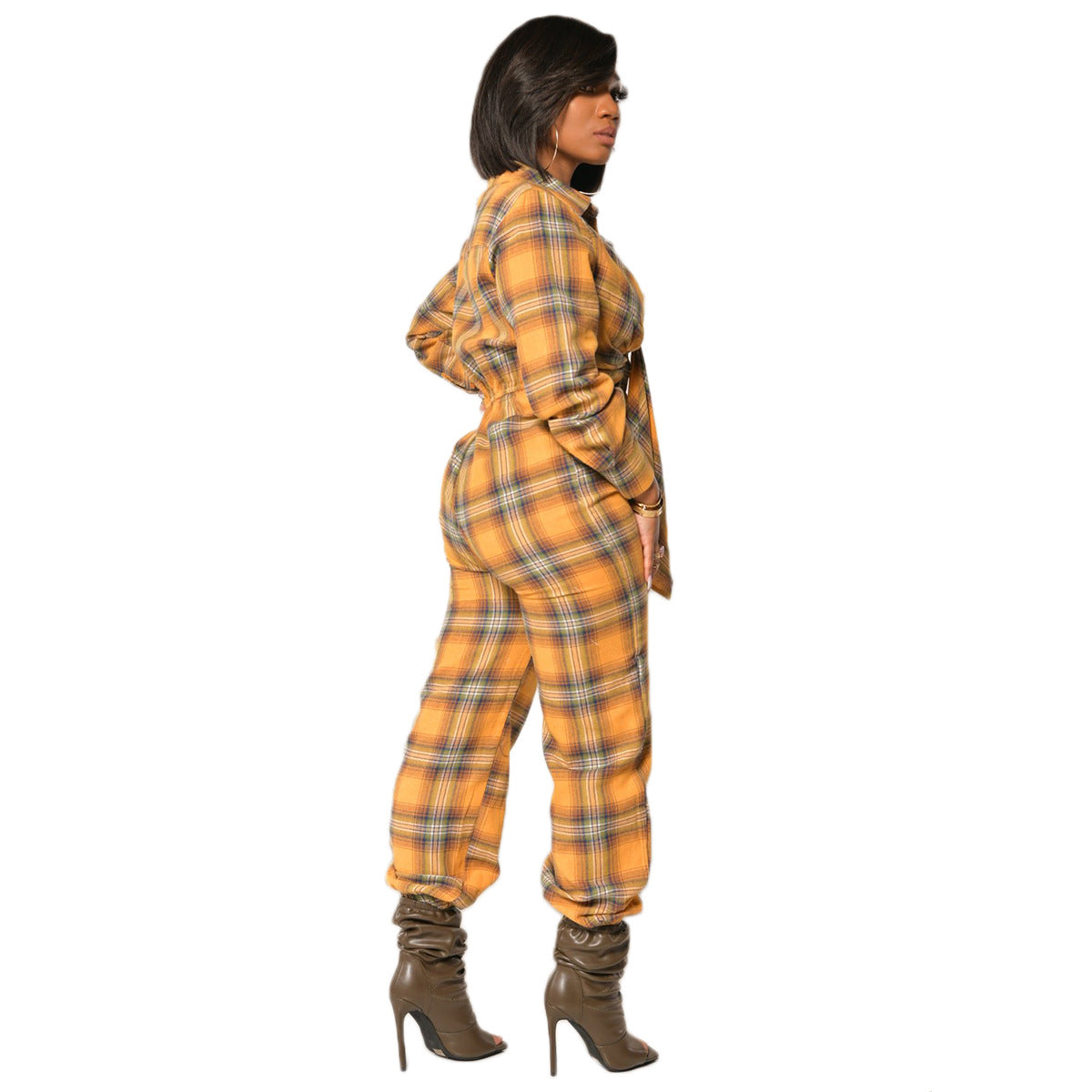 Women's Tie Dye Check Sexy Loose Jumpsuit 6
