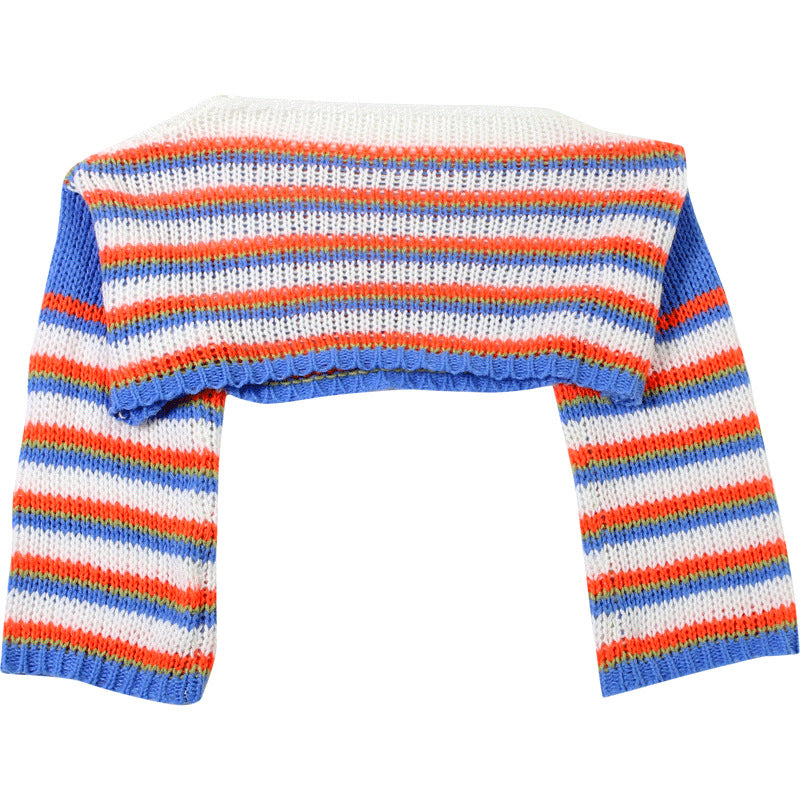 Women Fall/Winter Long Puff Sleeve Striped Sweater 24