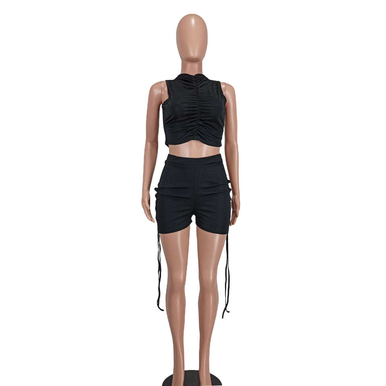 Women's Fashion Casual Drawstring Solid Two-Piece Set 18