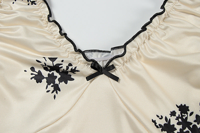 Women Summer French Bow V-Neck Suspender Bodycon Dress 11