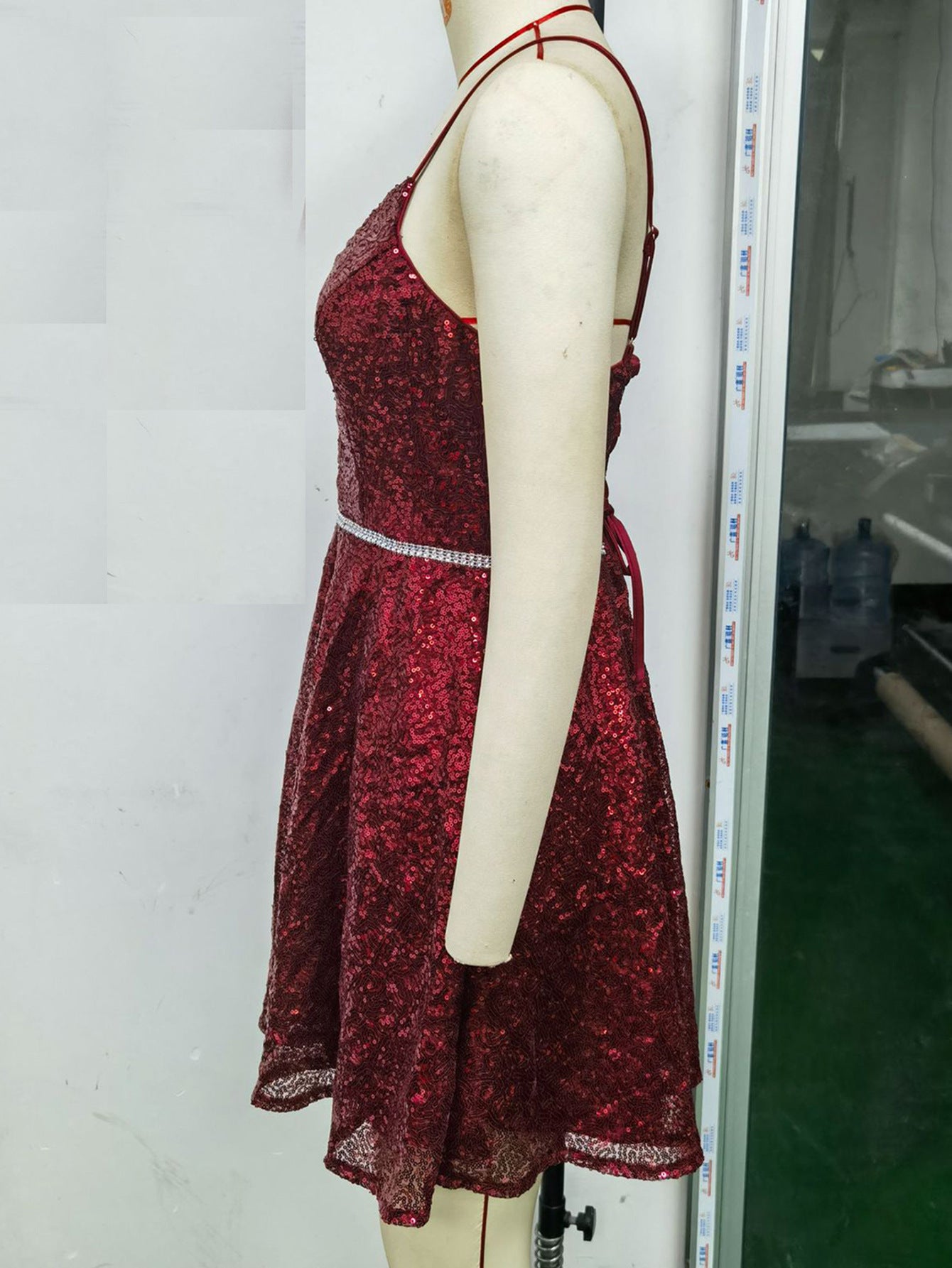 Sexy Low Back Strap Sequin Women's Nightclub Dress 7