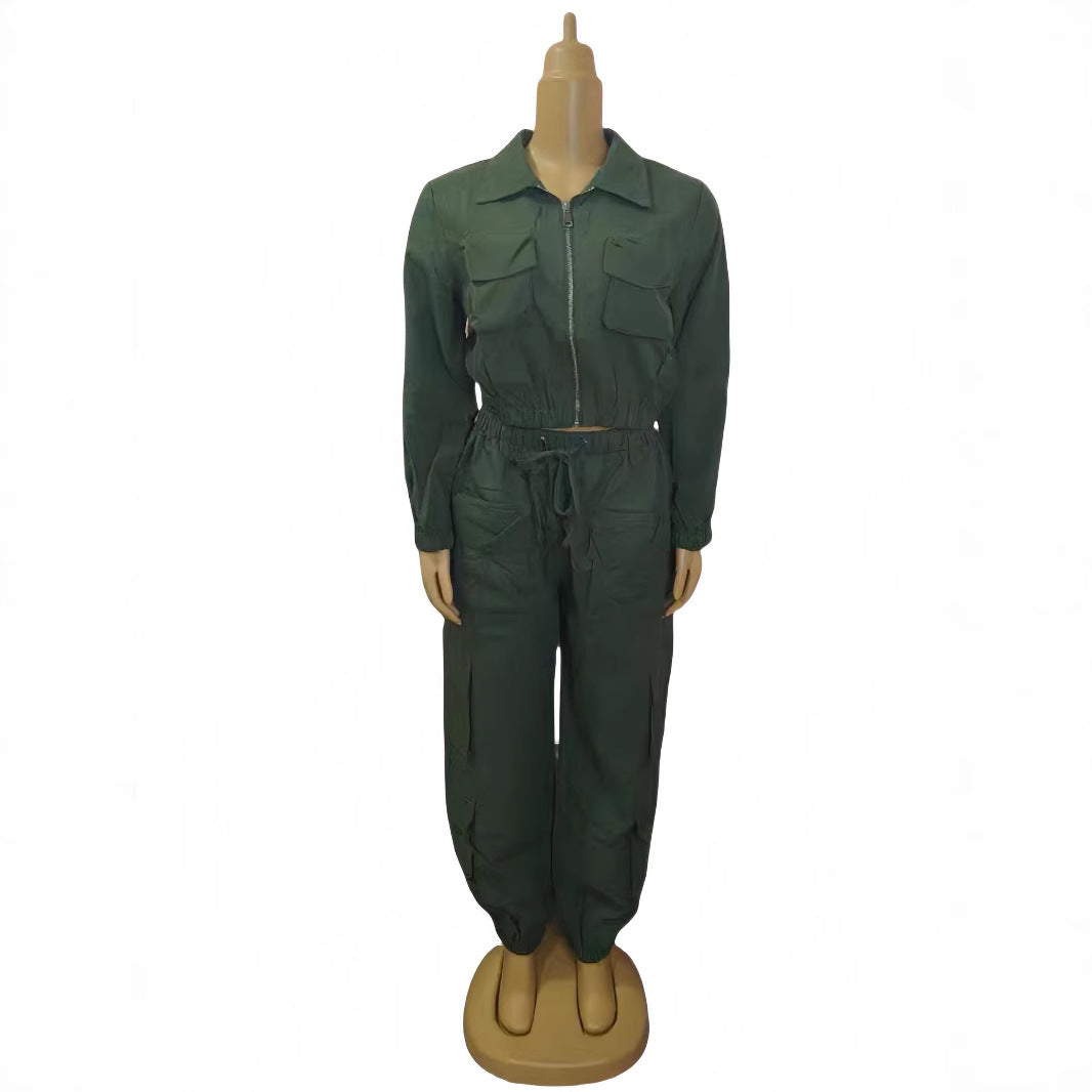 Women Solid Casual Top and Pants Two-piece Set