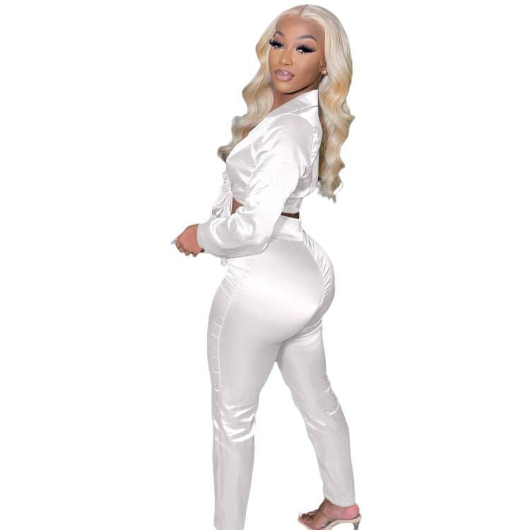 Sexy v-neck tie slim two-piece suit 5