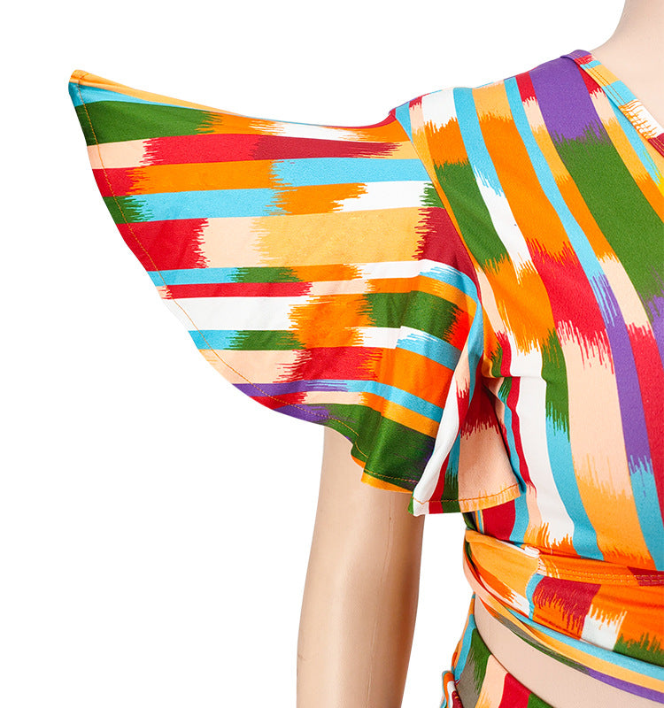 Plus Size Women's Spring Short Sleeve Top and Pants Set 17