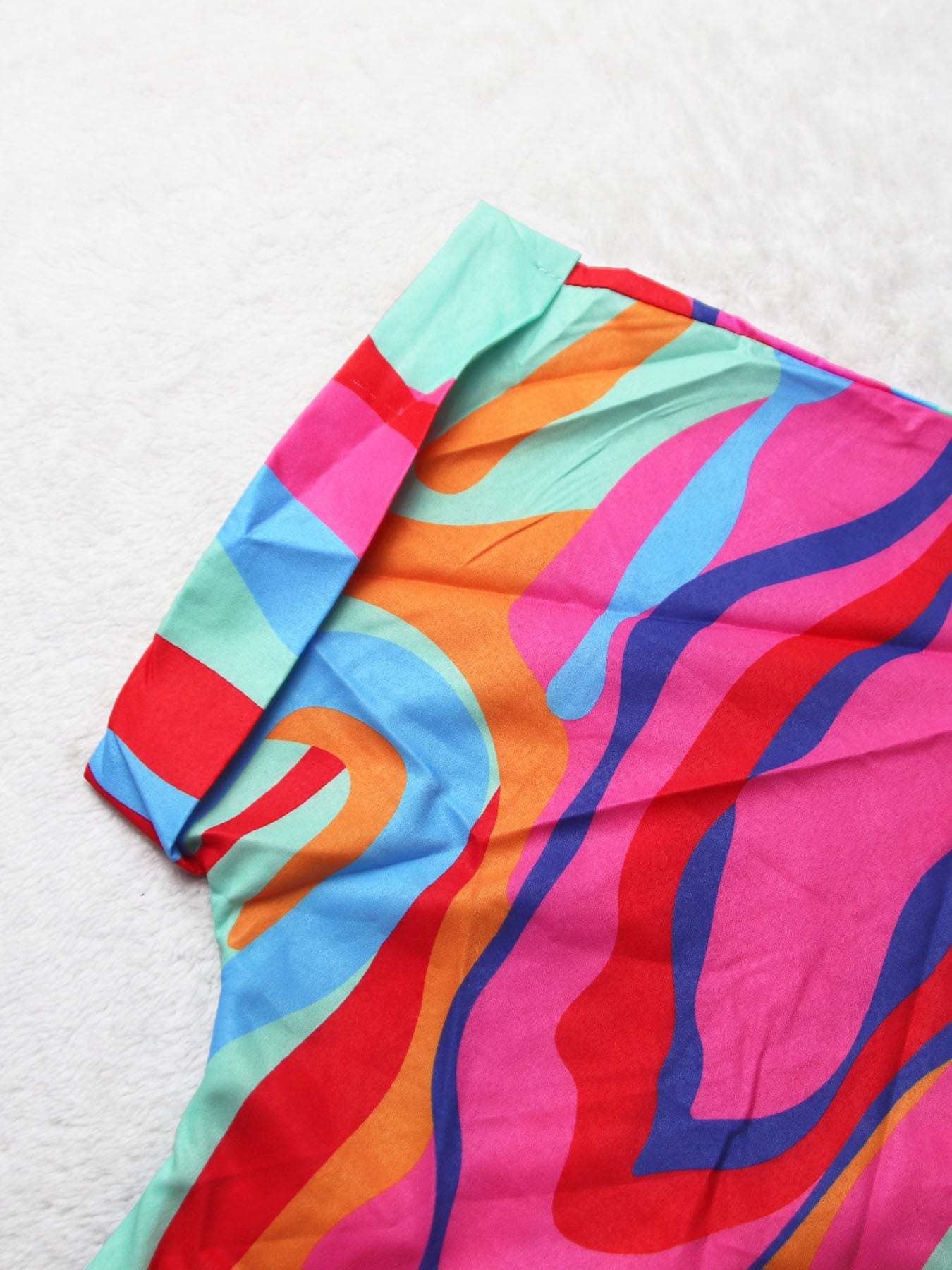 Plus Size Short Sleeve Button Printed Shirt Dress 6