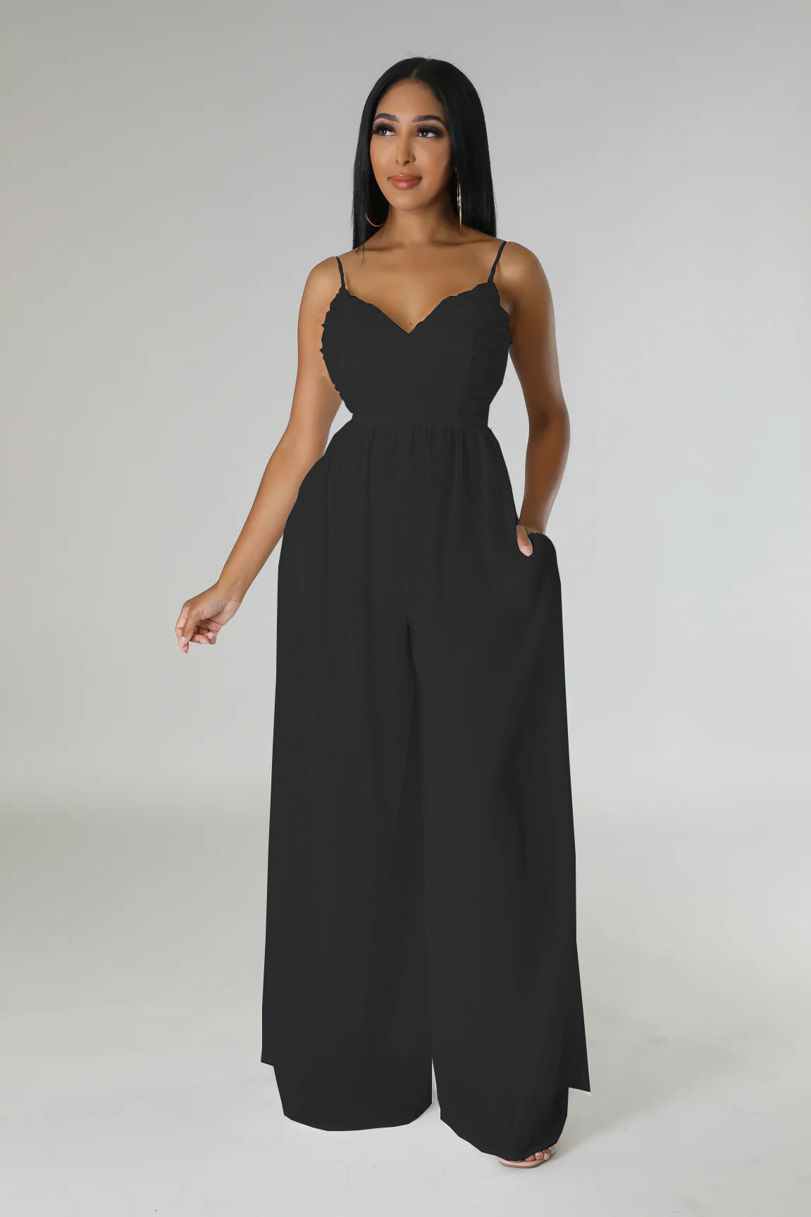 Casual Fashion Summer Strappy Low Back Sexy Solid Color Jumpsuit 3