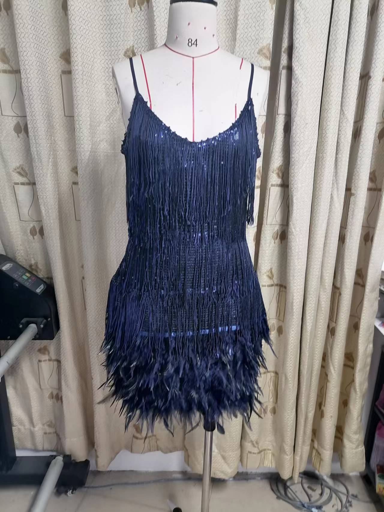 Women Fringe Sequin Feather Dress Dresses 18
