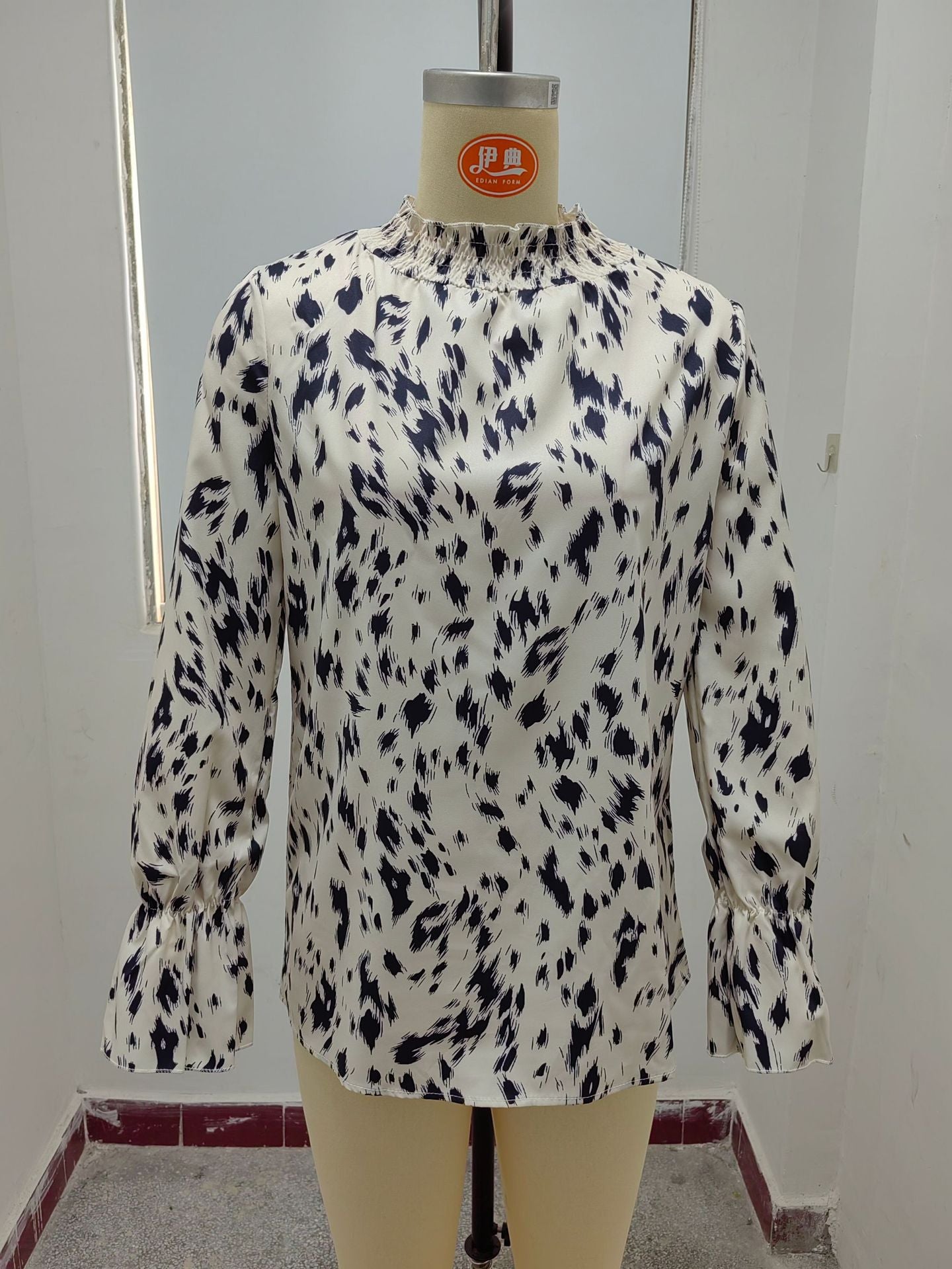 Women Autumn and Winter Chic Long Sleeve Half Turtle Collar Loose Shirt 22