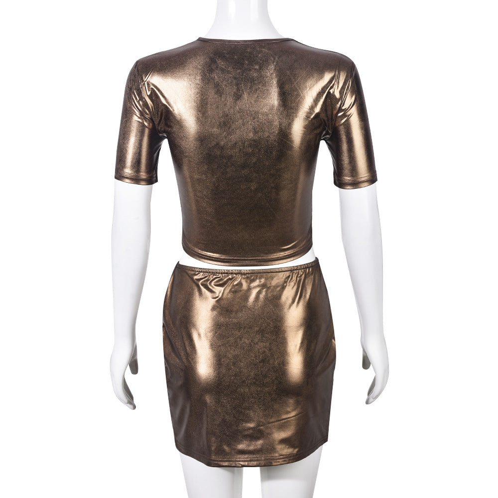 Women summer sexy Crop Top and Mini Skirt two-piece set 14