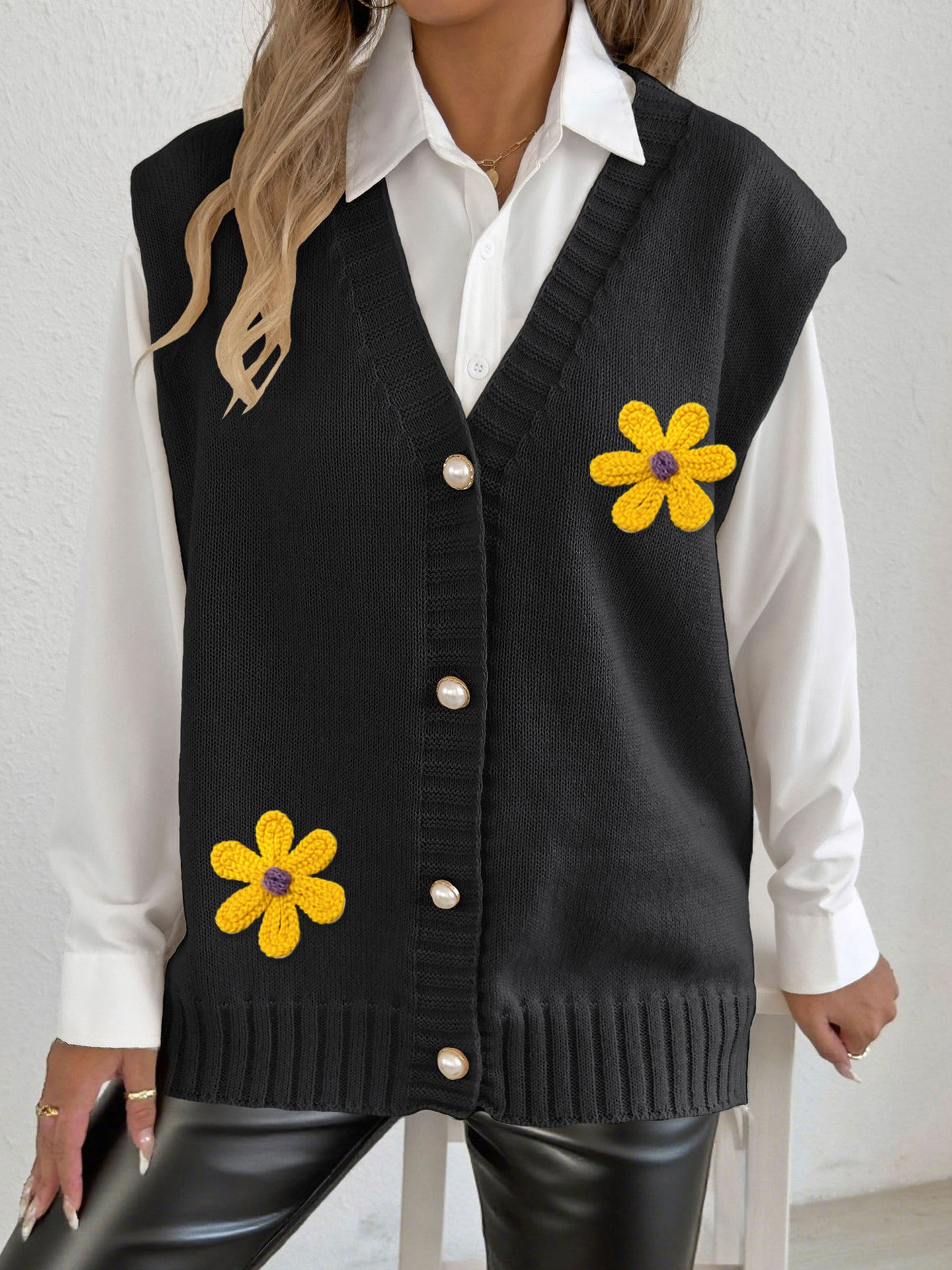 Women's Autumn Winter Vest Pearl Button Loose Casual Cardigan Sweater Waistcoat 11