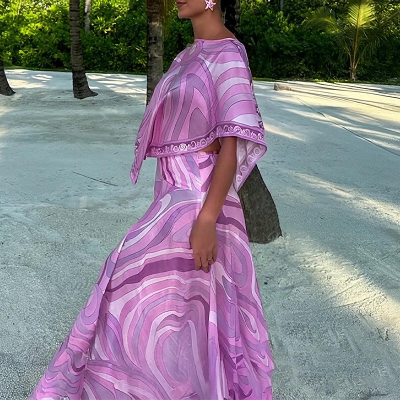 Women Summer Sexy Irregular Holiday Dress Two-Piece Set