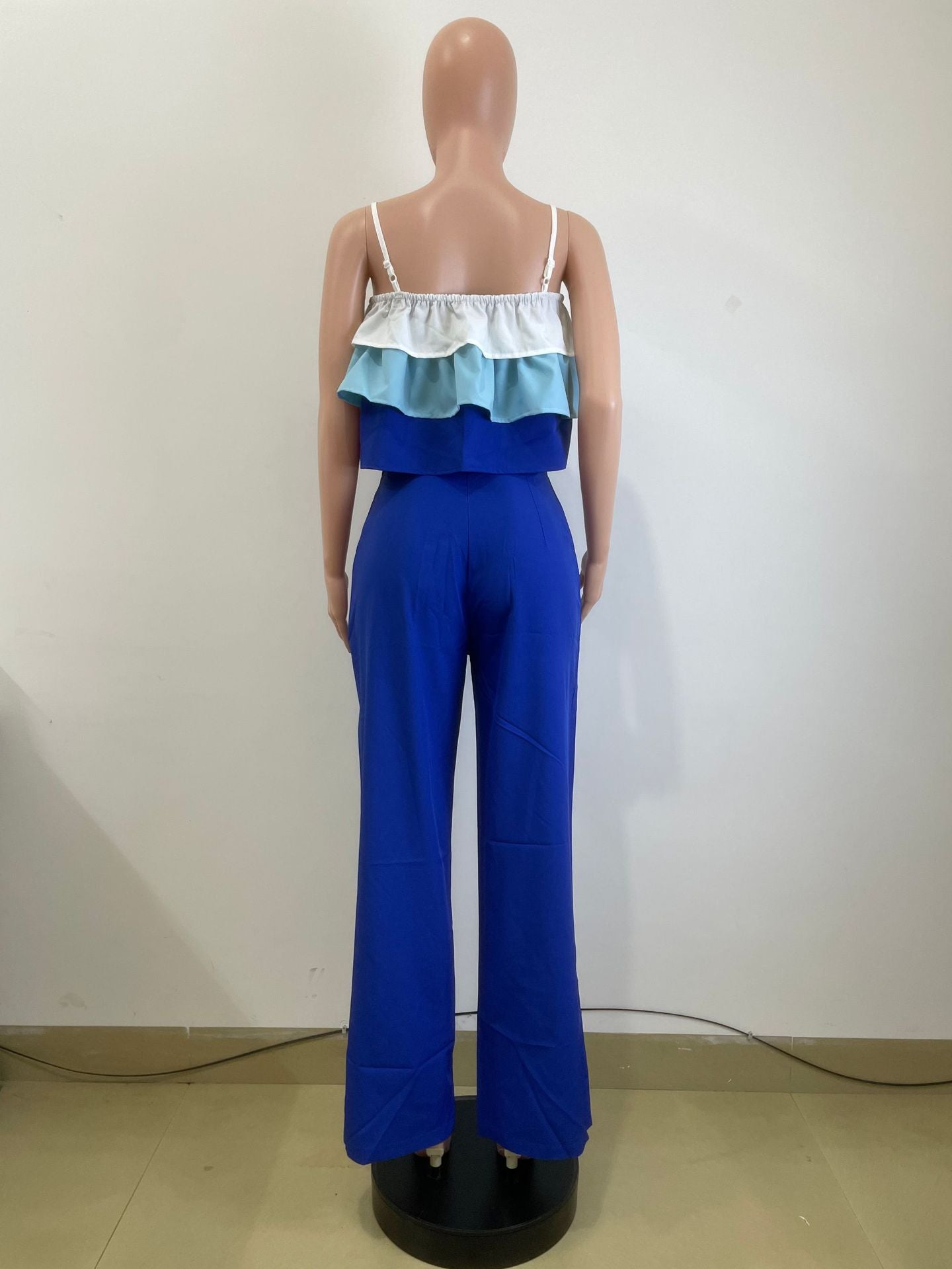Women's Spring Summer Camisole Ruffle Top High Waist Pants Set 5