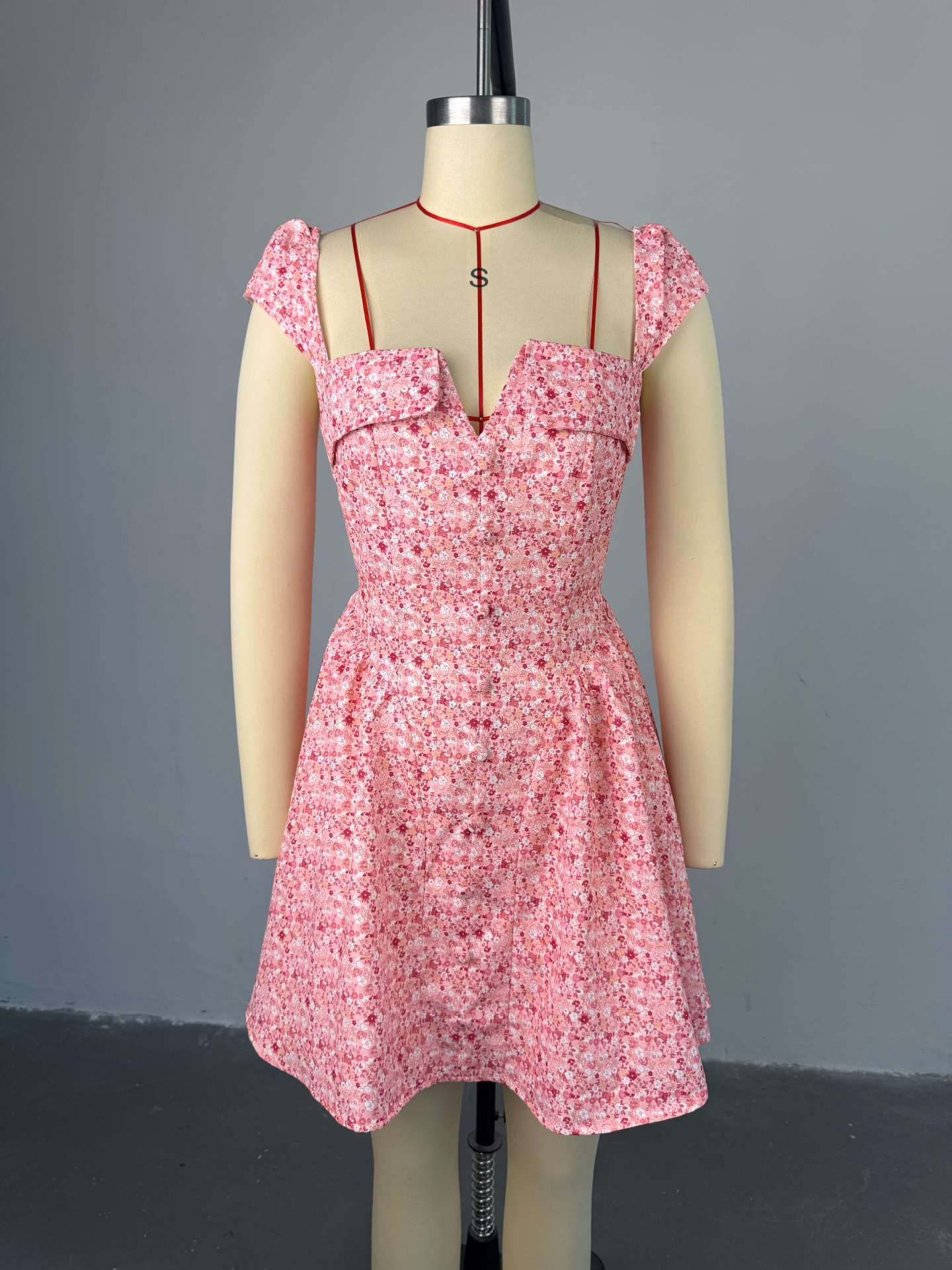 Women Summer Square Neck Printed Irregular Mini Dress 21