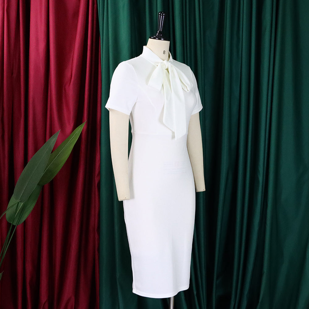 Women's Fashion Short Sleeve Lace-Up Slim Pencil Vocation Chic Dress 22