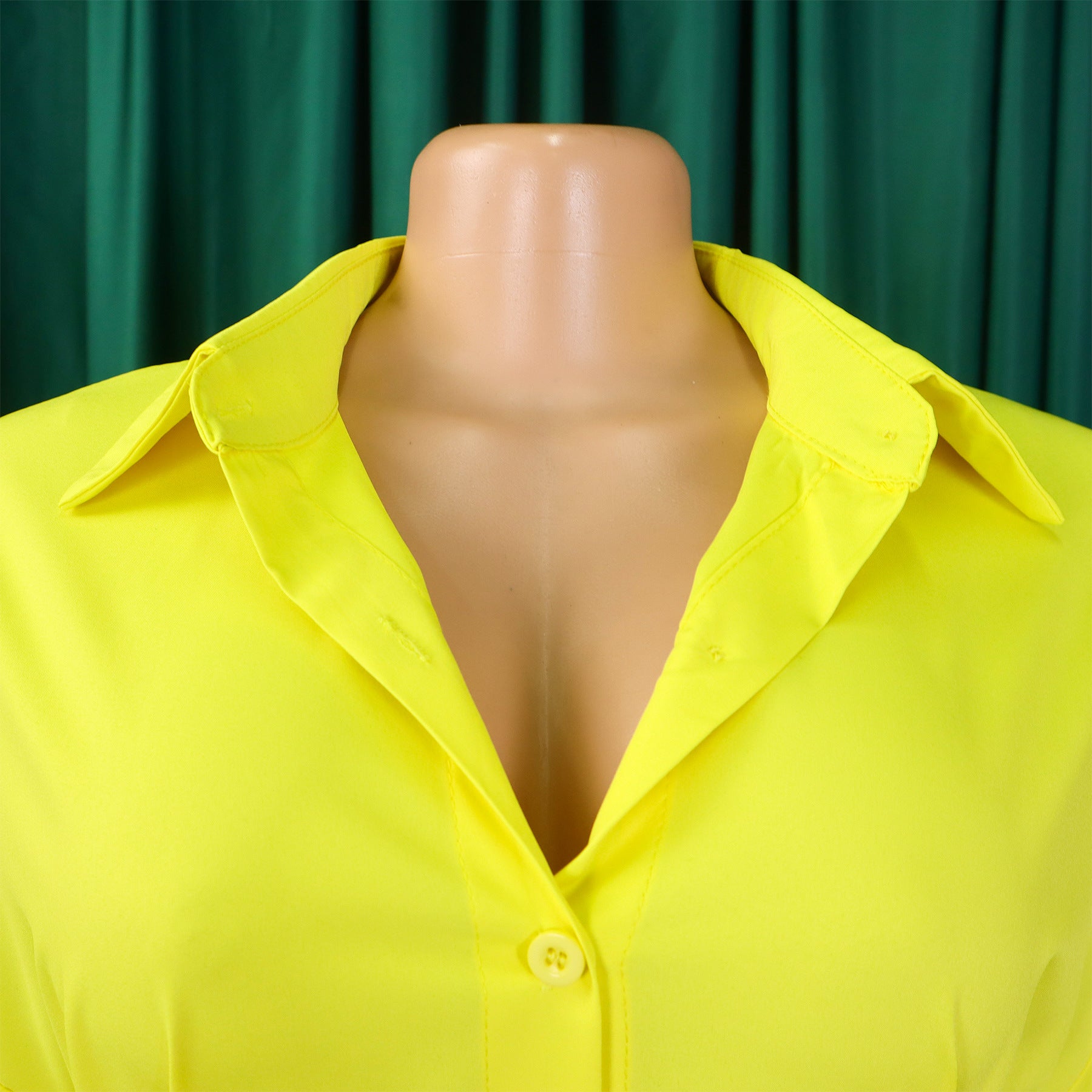 Women's Turndown Collar Solid Color Fashion Loose Casual Button Irregular Shirt Dress 14