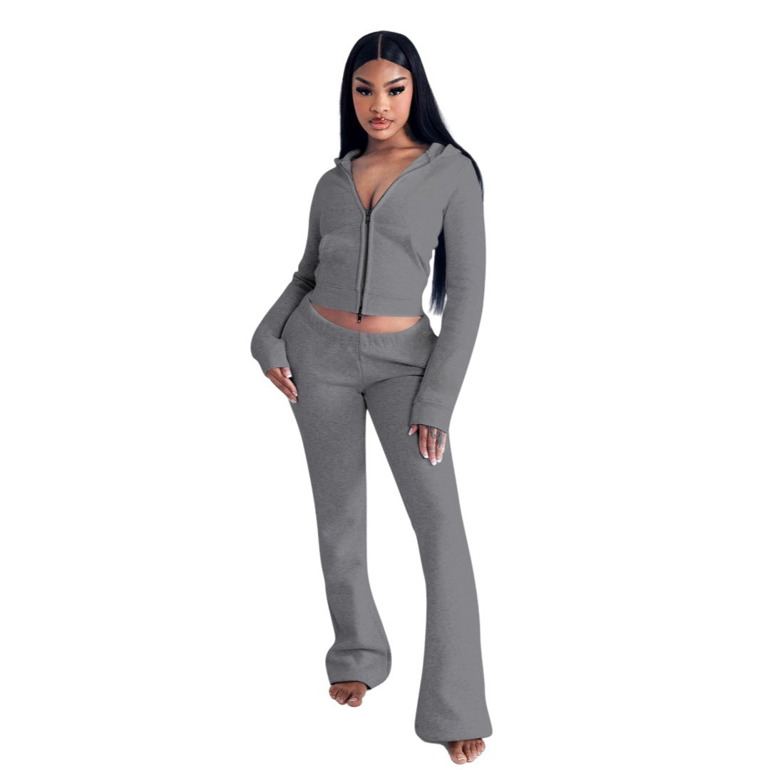 Women Elegant Hooded Top and PantTwo Piece Set 6