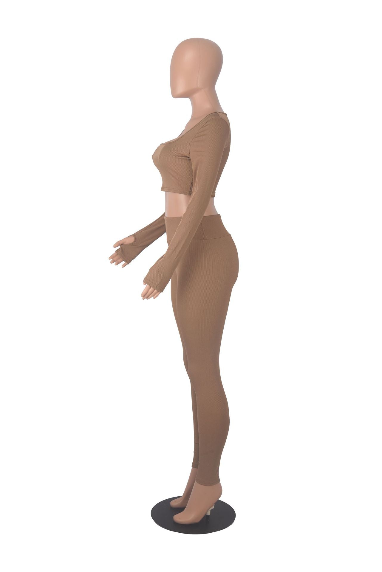 Autumn And Winter Fashionable Sports Square Collar Yoga Two-Piece Pants Set 12