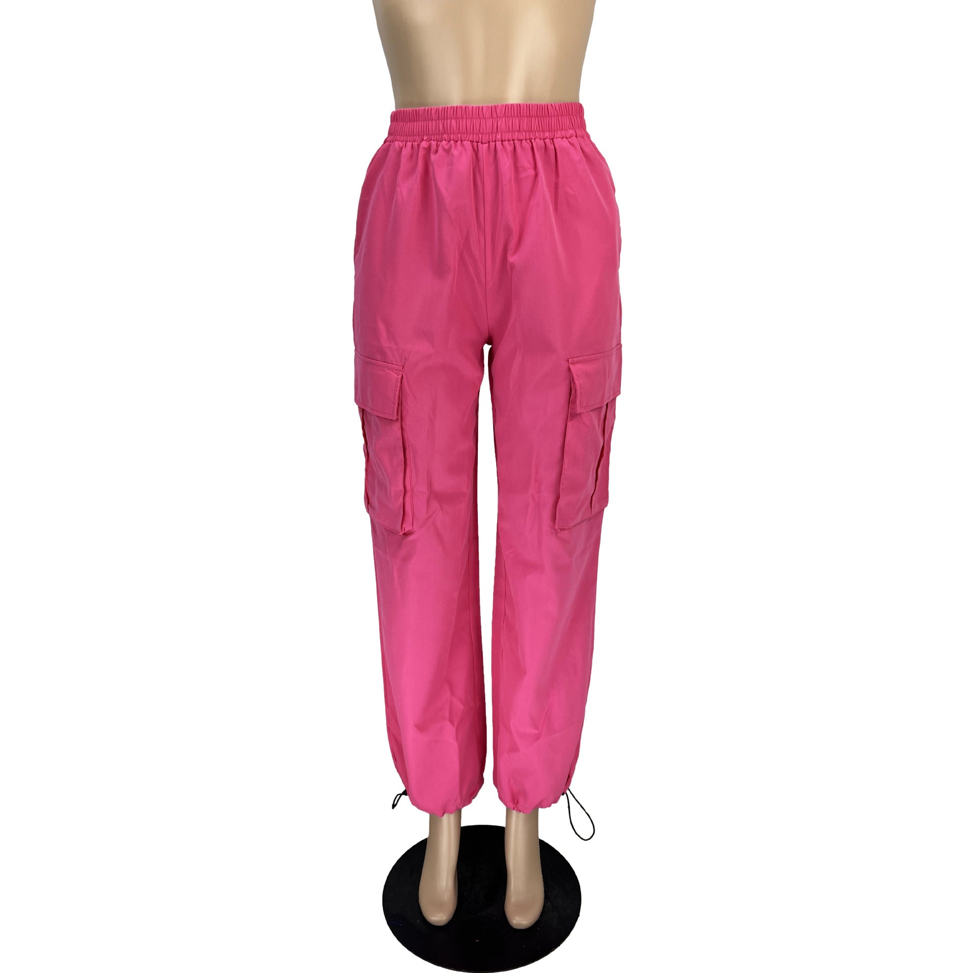 Women Casual Sports Solid Loose Drawstring Cargo Pants 11