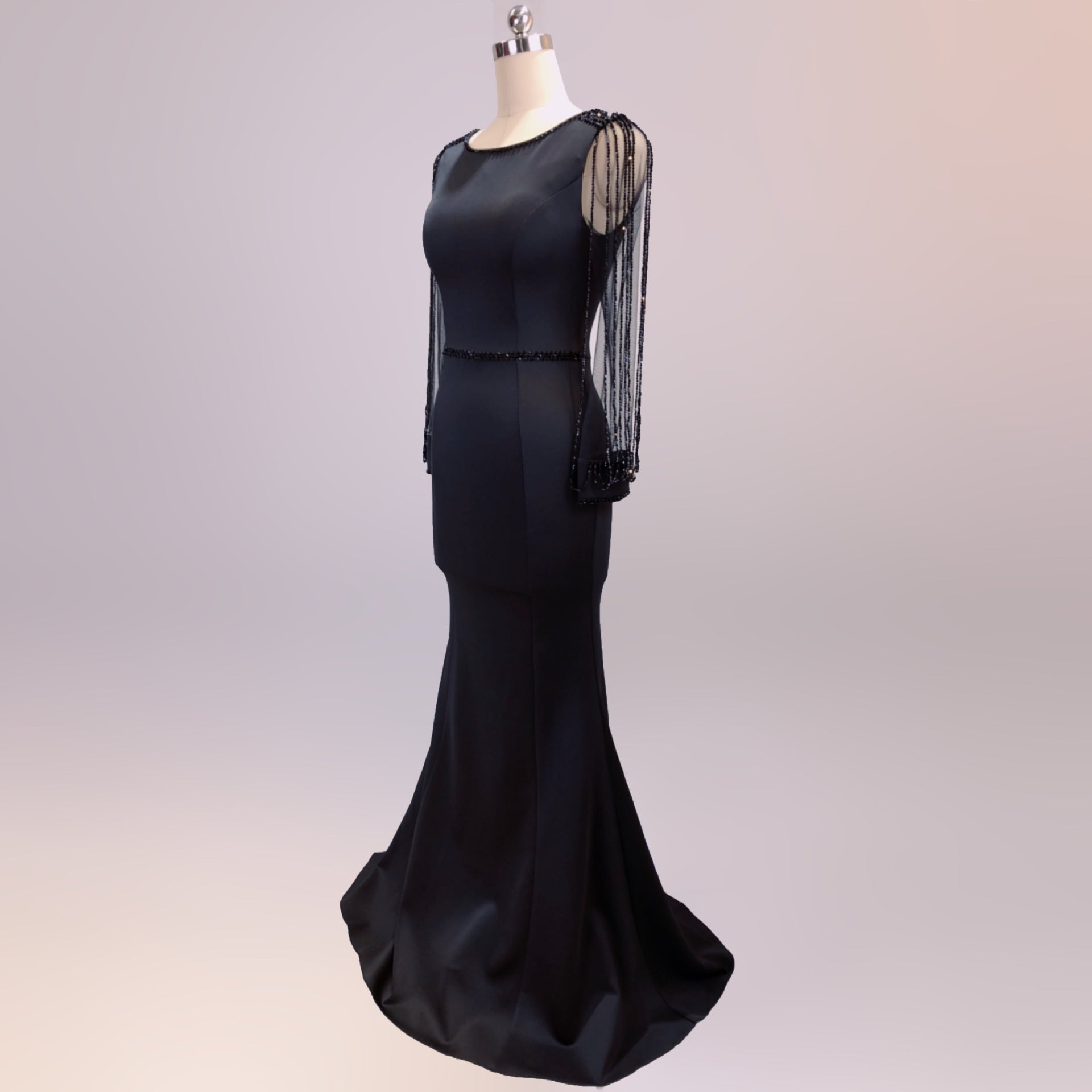 Bridal toast autumn long-sleeved rhinestone chain mermaid long evening dress 20