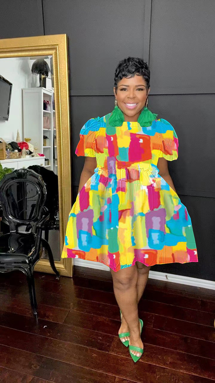 Autumn and winter women's printed front zipper dress 17