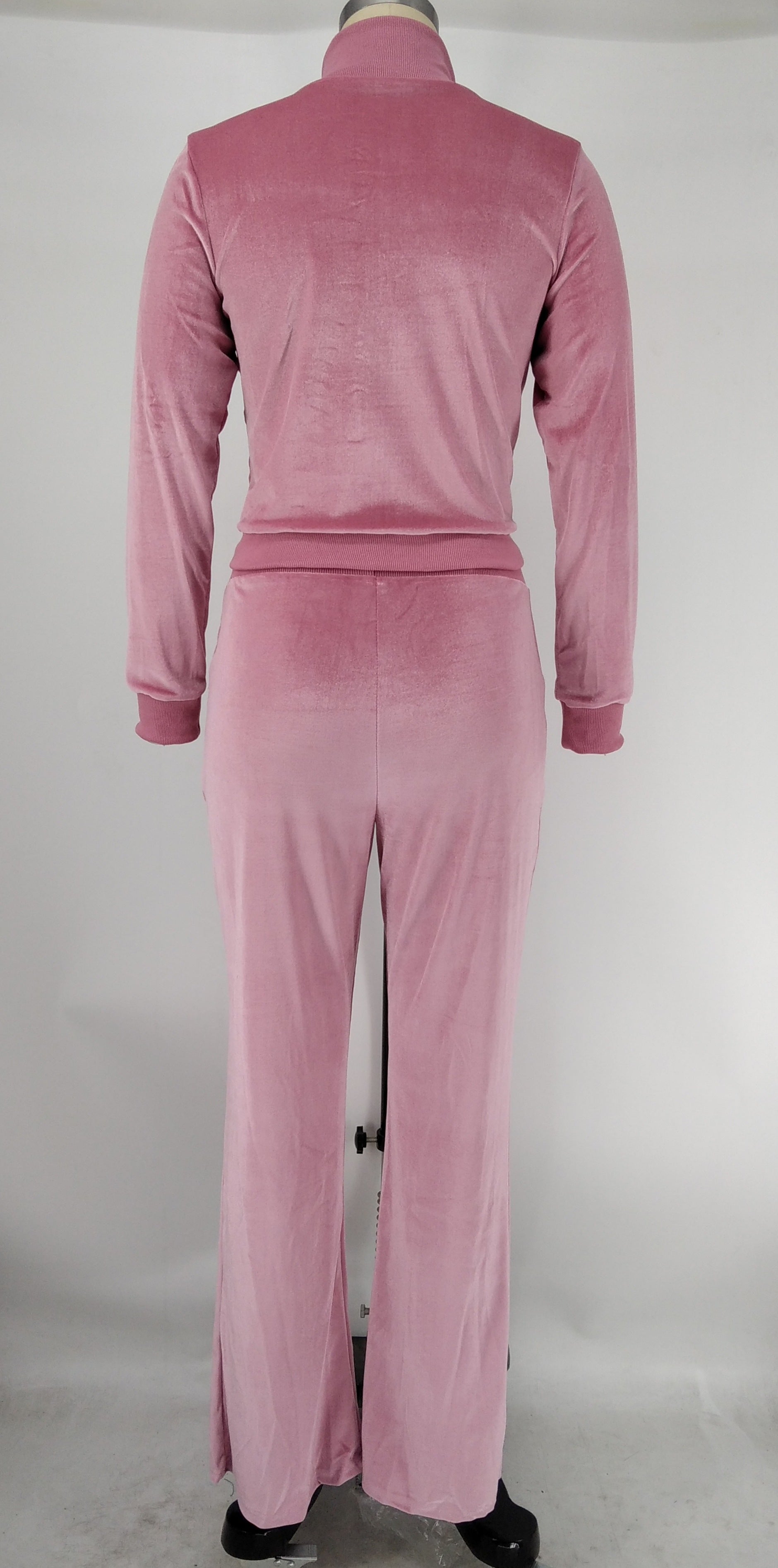 Women's Autumn Winter Velvet Zipper Pocket Two Piece Tracksuit 34