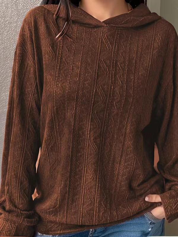 Women Knitting Solid Hoodies 12